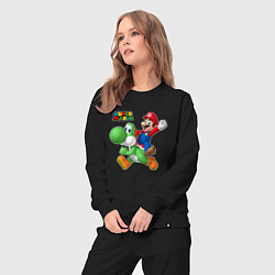 Костюм хлопковый женский Mario and Yoshi Super Mario, цвет: черный — фото 2