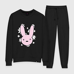 Костюм хлопковый женский Bad Bunny Floral Bunny, цвет: черный