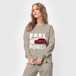 Костюм хлопковый женский BMW - Почувствуй силу, цвет: миндальный — фото 2