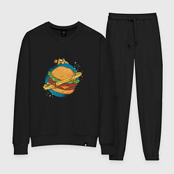 Костюм хлопковый женский Бургер Планета Planet Burger, цвет: черный