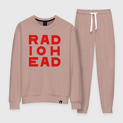 Костюм хлопковый женский Radiohead большое красное лого, цвет: пыльно-розовый