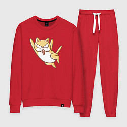Костюм хлопковый женский Рыжий котик в прыжке, цвет: красный