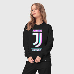 Костюм хлопковый женский Juventus FC в стиле Glitch, цвет: черный — фото 2