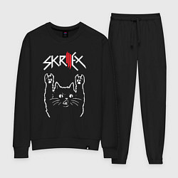 Костюм хлопковый женский Skrillex Рок кот, цвет: черный
