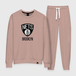 Костюм хлопковый женский Бруклин Нетс NBA, цвет: пыльно-розовый