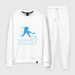 Костюм хлопковый женский Хоккей Силуэт спортсмена, цвет: белый