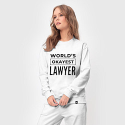 Костюм хлопковый женский The worlds okayest lawyer, цвет: белый — фото 2
