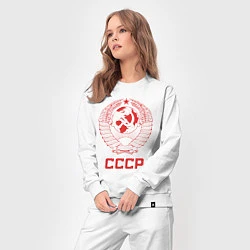 Костюм хлопковый женский Герб СССР: Советский союз, цвет: белый — фото 2