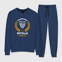 Костюм хлопковый женский Лого Sevilla и надпись legendary football club, цвет: тёмно-синий