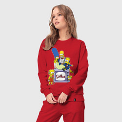 Костюм хлопковый женский Семейка Симпсонов в праздничных нарядах, цвет: красный — фото 2
