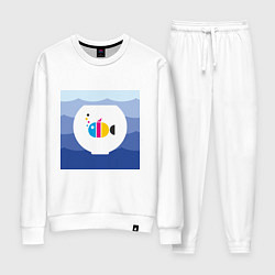 Костюм хлопковый женский CMYK рыбка, цвет: белый