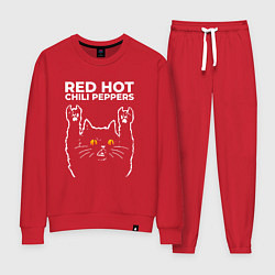 Костюм хлопковый женский Red Hot Chili Peppers rock cat, цвет: красный