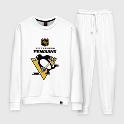 Костюм хлопковый женский Питтсбург Пингвинз НХЛ логотип, цвет: белый
