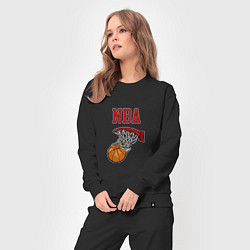 Костюм хлопковый женский Basketball - NBA logo, цвет: черный — фото 2