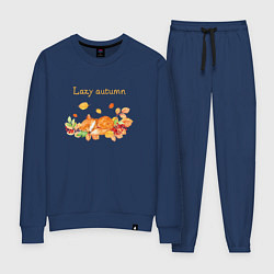 Костюм хлопковый женский Lazy autumn with a fox, цвет: тёмно-синий