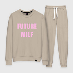 Костюм хлопковый женский Future milf, цвет: миндальный