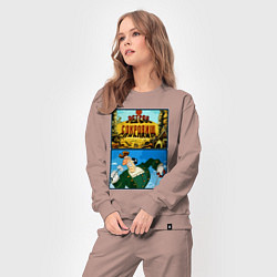 Костюм хлопковый женский Остров сокровищ - доктор Ливси, цвет: пыльно-розовый — фото 2