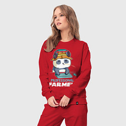 Костюм хлопковый женский Professional Farmer - панда геймер, цвет: красный — фото 2
