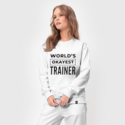 Костюм хлопковый женский The worlds okayest trainer, цвет: белый — фото 2