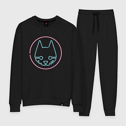 Костюм хлопковый женский Stray logo neon, цвет: черный