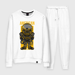 Костюм хлопковый женский Обезьяна регбист, цвет: белый