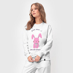 Костюм хлопковый женский Год розового кролика, цвет: белый — фото 2