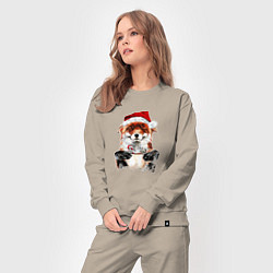 Костюм хлопковый женский Christmas smile foxy, цвет: миндальный — фото 2