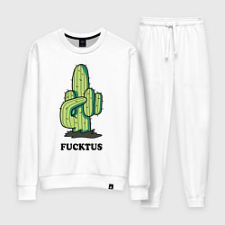 Костюм хлопковый женский Cactus - Fucktus, цвет: белый