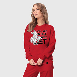 Костюм хлопковый женский Ты то , что ешь, цвет: красный — фото 2