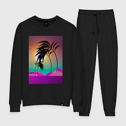 Костюм хлопковый женский Palms space purple, цвет: черный
