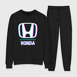 Костюм хлопковый женский Значок Honda в стиле glitch, цвет: черный
