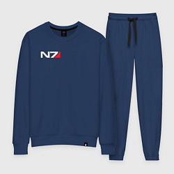 Костюм хлопковый женский Логотип N7, цвет: тёмно-синий