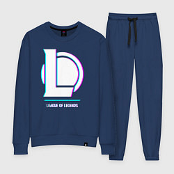 Костюм хлопковый женский League of Legends в стиле glitch и баги графики, цвет: тёмно-синий