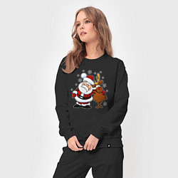 Костюм хлопковый женский Санта и олень, цвет: черный — фото 2