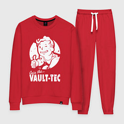 Костюм хлопковый женский Vault boy - join the vault tec, цвет: красный