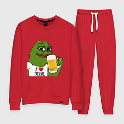 Костюм хлопковый женский Drink Pepe, цвет: красный