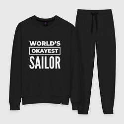 Костюм хлопковый женский Worlds okayest sailor, цвет: черный