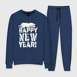 Костюм хлопковый женский Happy new year - кошечка, цвет: тёмно-синий