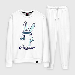 Костюм хлопковый женский Gym bunny, цвет: белый