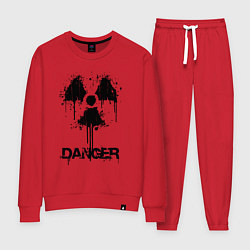 Костюм хлопковый женский Danger radiation symbol, цвет: красный