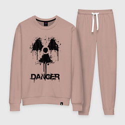Костюм хлопковый женский Danger radiation symbol, цвет: пыльно-розовый