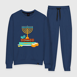 Костюм хлопковый женский Happy Hanukkah, цвет: тёмно-синий