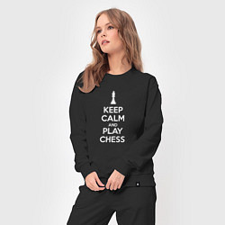 Костюм хлопковый женский Keep calm and play chess, цвет: черный — фото 2
