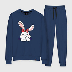 Костюм хлопковый женский Милая зайка с бантиком, цвет: тёмно-синий