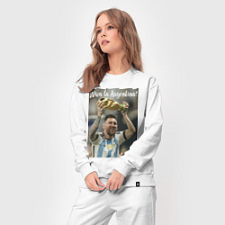 Костюм хлопковый женский Lionel Messi - world champion - Argentina, цвет: белый — фото 2
