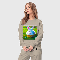 Костюм хлопковый женский Милый кролик в корзинке, цвет: миндальный — фото 2