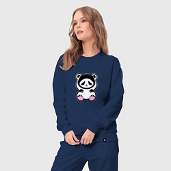 Костюм хлопковый женский Милая панда в капюшоне, цвет: тёмно-синий — фото 2