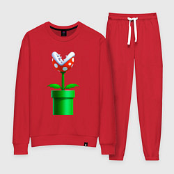 Костюм хлопковый женский Марио Растение Пиранья, цвет: красный