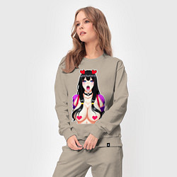 Костюм хлопковый женский Аниме девушка, ахегао с цензурой, цвет: миндальный — фото 2