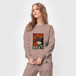 Костюм хлопковый женский Obey frog, цвет: пыльно-розовый — фото 2